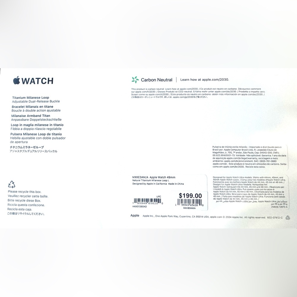 Apple iWatch 49mm NATURAL Titanium Milanese Loop size "L" for UltraII Sealed,NEW - Picture 11 of 14